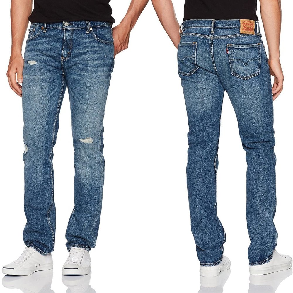 New! Levi's 511 Slim Stretch Denim Blue Jeans Distressed 29x32